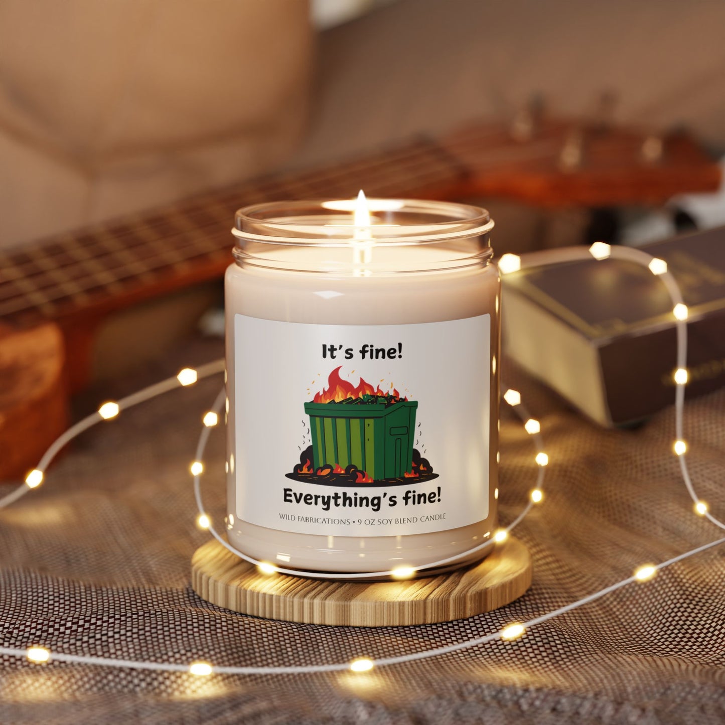 It's Fine! Everything's Fine! Dumpster Fire Candle - Scented Soy Candle, 9oz - Funny Gift, Aromatic Home Decor, 50-60 Hour Burn