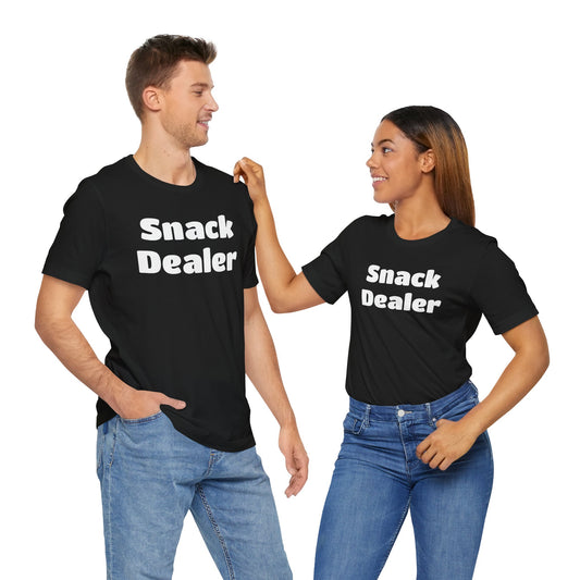 Snack Dealer T-Shirt – Funny Unisex Tee for Parents, Soft Cotton Jersey Shirt for Snack-Providing Moms & Dads, Comfy Everyday Wear